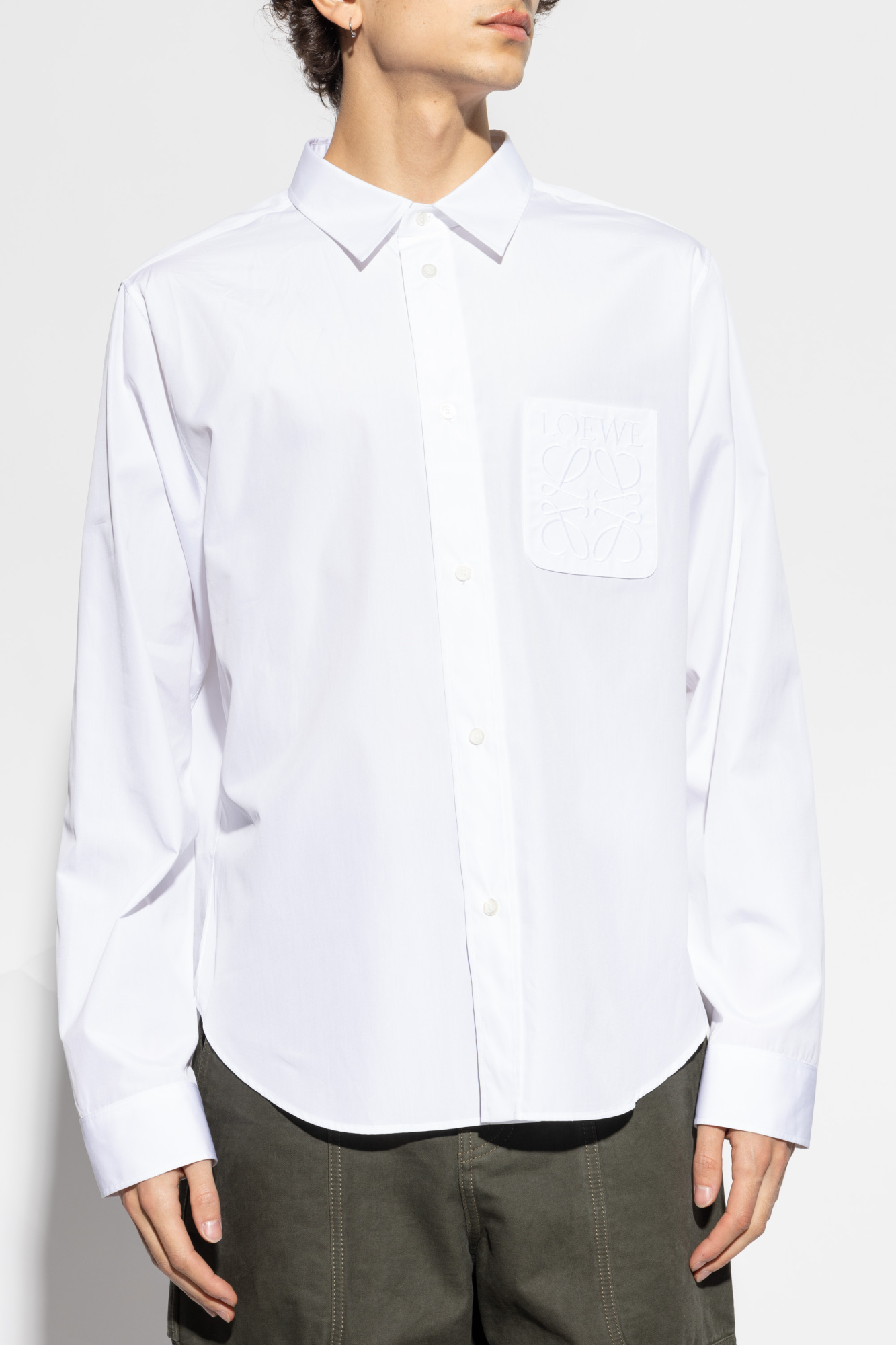 LOEWE ショトスリフシャツ H616Y05X73 1100 Short sleeve shirt in viscose and linen Black - LOEWE